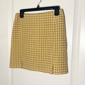 SHEIN Yellow Plaid Mini Skirt